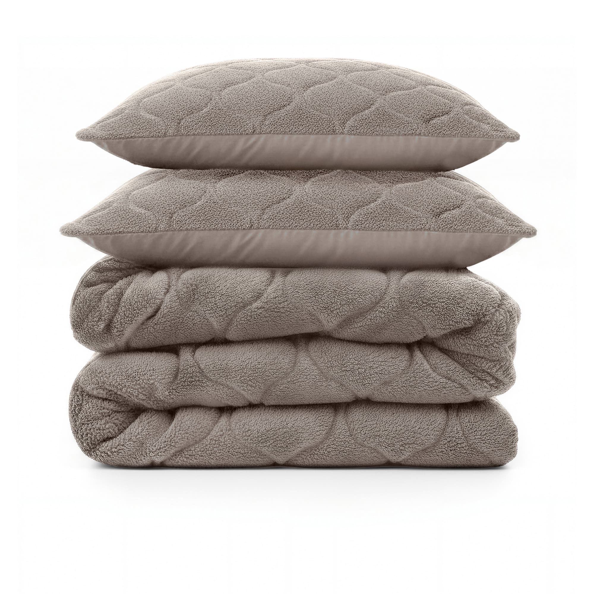 Lazy Dekbed Teddy Taupe/Grijs 240 x 200 Met Luxe Kussenslopen
