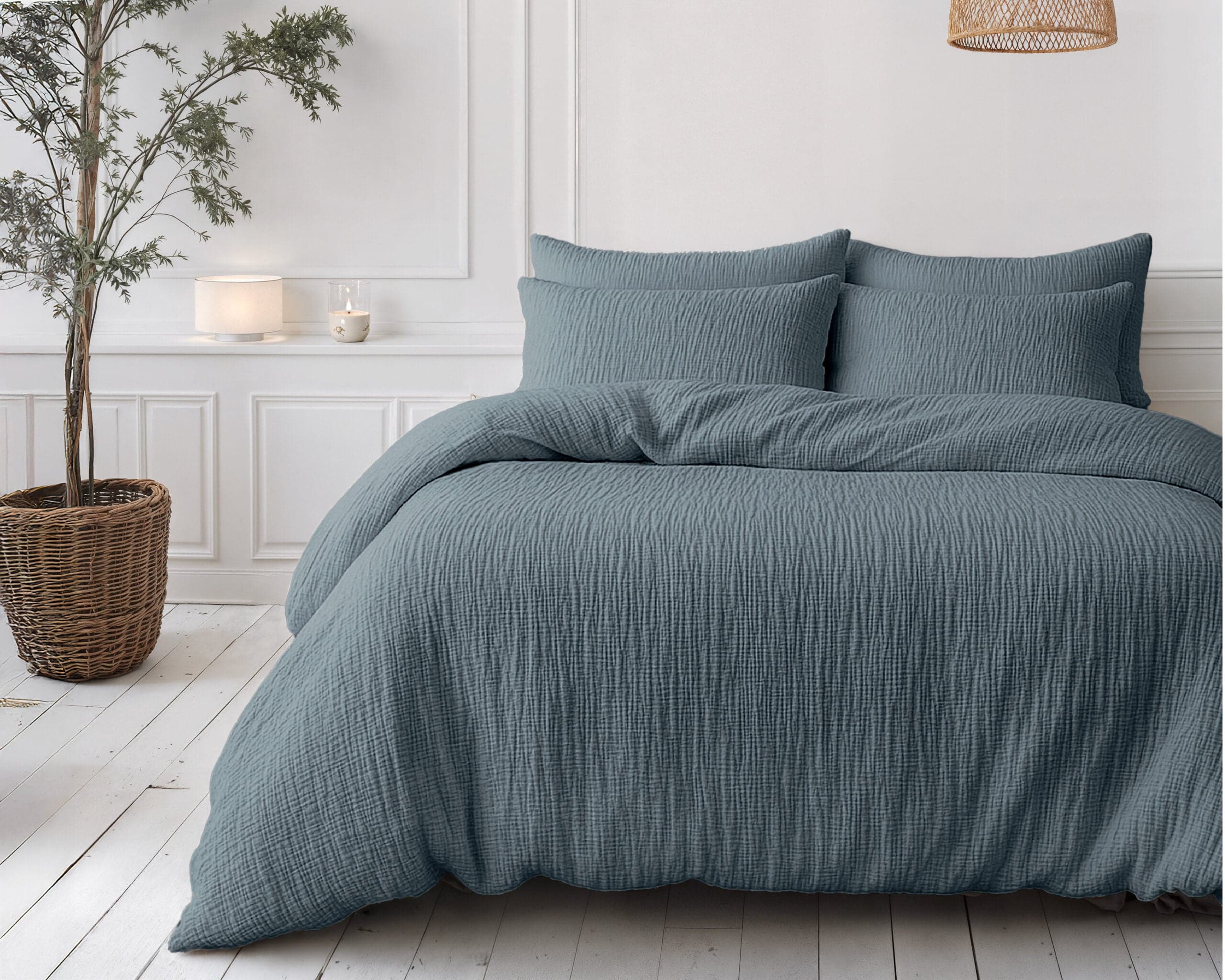 Lazy Dekbed Mousseline Groen 200 x 200 Met Kussenslopen