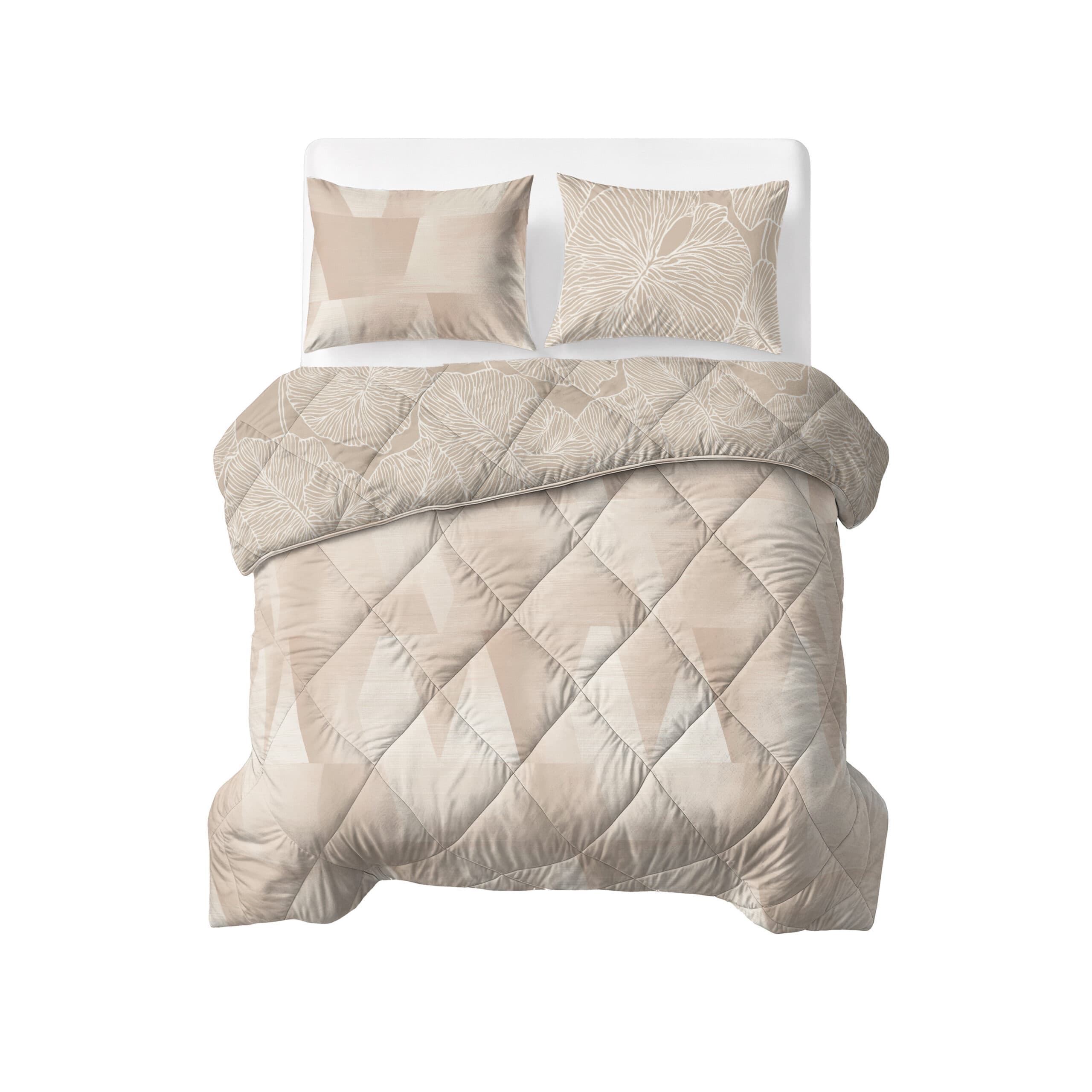 Lazy Dekbed Warm Triangles Zand/Beige 200 x 200 Met Kussenslopen